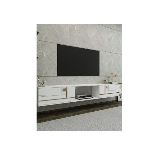 Hanah home tv polica aredam white gold Cene