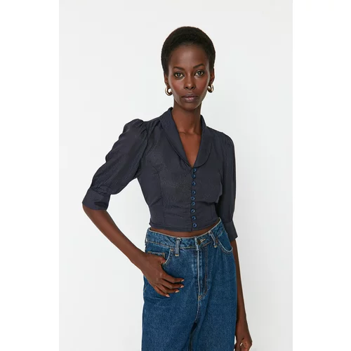 Trendyol Navy Blue Buttoned Blouse
