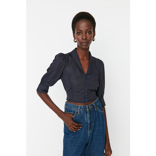 Trendyol Navy Blue Buttoned Blouse Slike