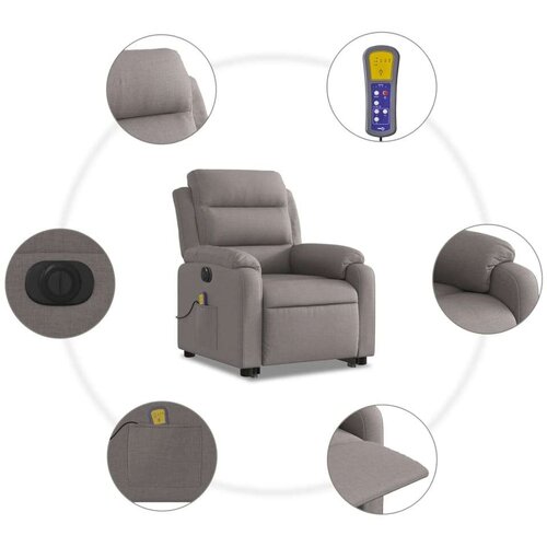 VidaXL Električni masažni naslanjač s funkcijo vstajanja taupe Slike