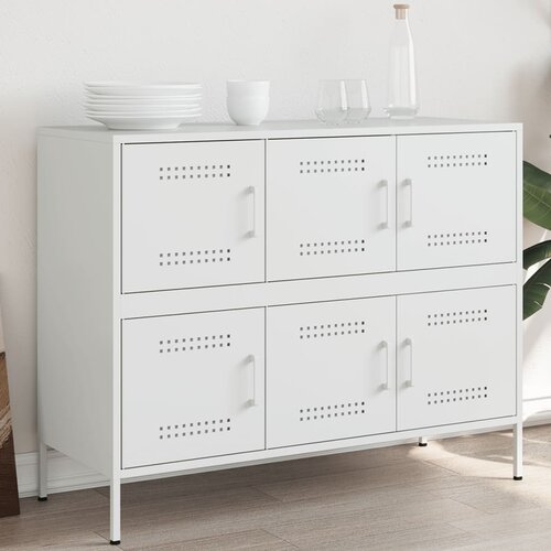 VidaXL Komoda bela 100,5x39x79 cm hladno valjano jeklo Slike