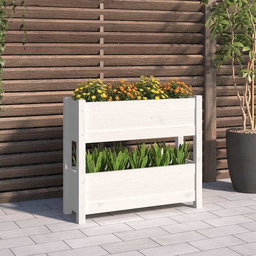 vidaXL visoka greda bela 77x25x66 cm trdna borovina Cene