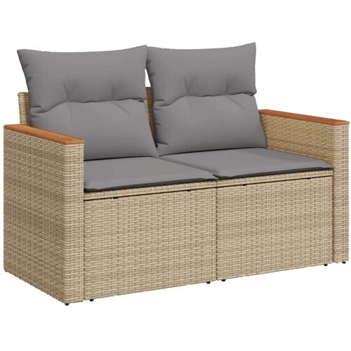 vidaXL 10-dijelni set vrtnih sofa s jastucima bež od poliratana Cijene