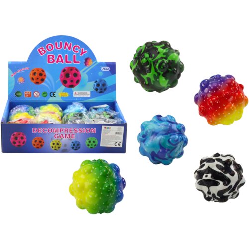 Lopta za gnječenje i skakanje sa zakovicama u &amp;scaron;arenim bojama 6,5 ​​cm Slike