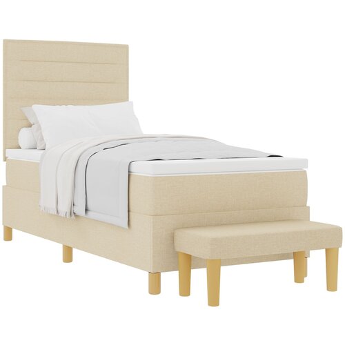 VidaXL Postelja z vzmetnico in klopjo Krem 80x200 cm Tkanina, (22083889) Slike