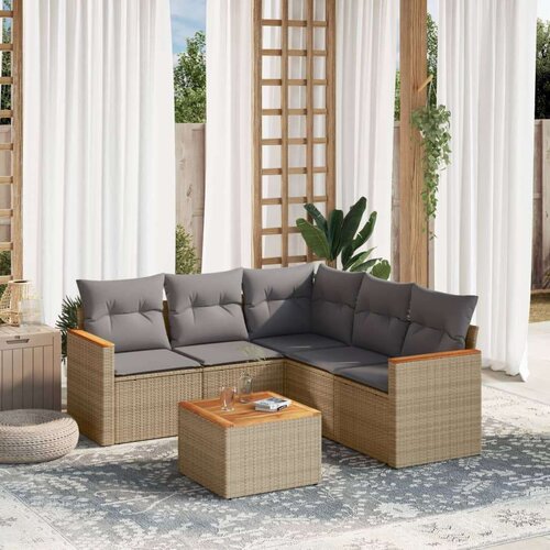  6-dijelni set vrtnih sofa s jastucima bež od poliratana Slike