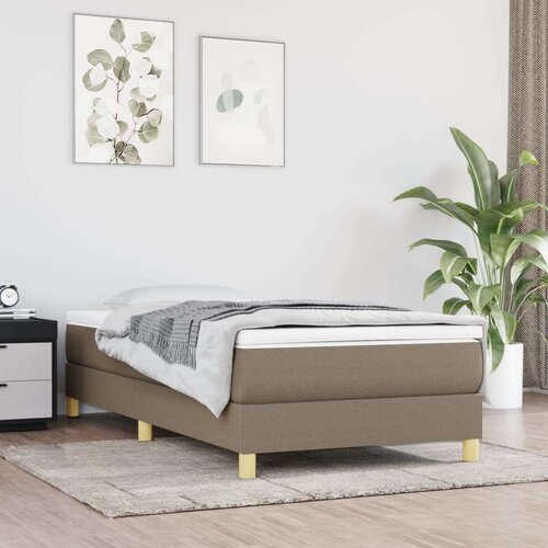 Krevet s oprugama i madracem smeđesivi 100 x 200 cm od tkanine Slike
