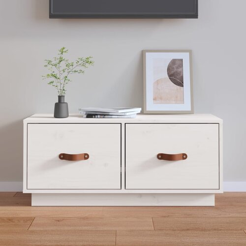 VidaXL TV omarica bela 80x34x35 cm trdna borovina Slike