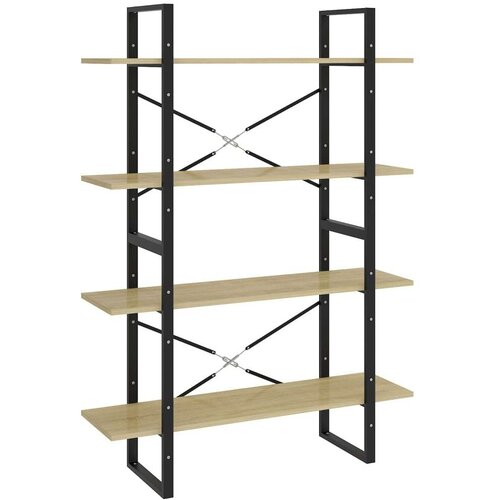 VidaXL Knjižna omara 4-nadstropna sonoma hrast 100x30x140cm iverna pl. Slike