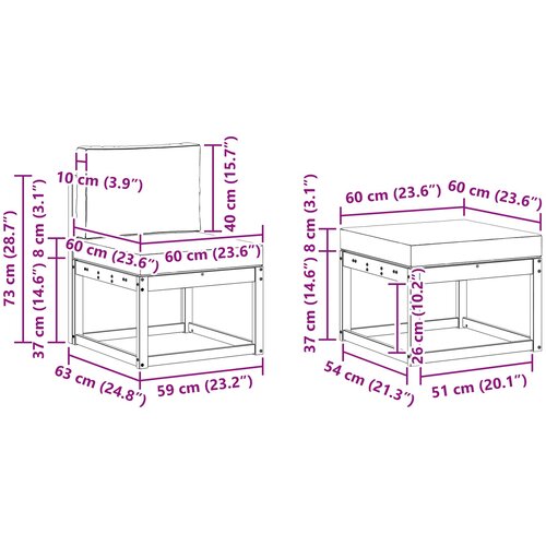  Set vanjskih sofa 4 kom. Prirodna i krem Smeđa 197,5 x 63 x 73 cm Slike