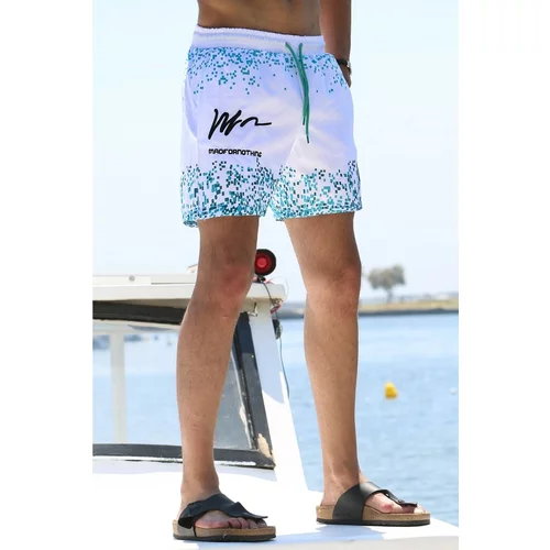 Madmext Green Printed Swim Shorts with Pocket 5782