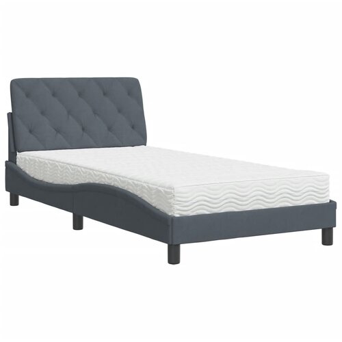 VidaXL Postelja z vzmetnico temno siva 100x200 cm žamet, (21095254) Slike