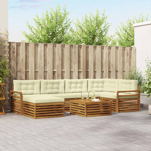  Set vanjskih sofa 7 kom. Prirodna i krem Slike