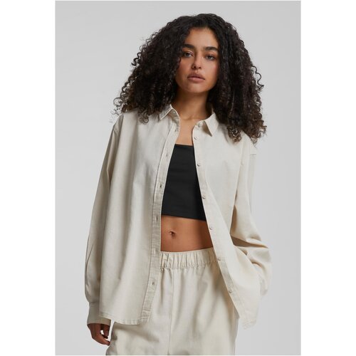 Urban Classics Women&amp;#039;s linen mixed oversized shirt cream Slike