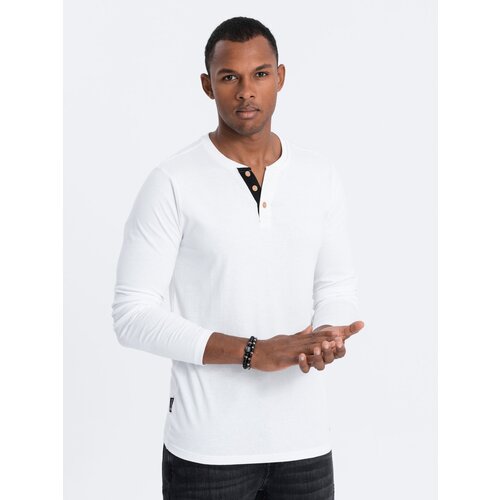 Ombre HENLEY men's neckline longsleeve - white Cijene