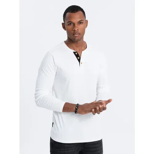 Ombre HENLEY men's neckline longsleeve - white