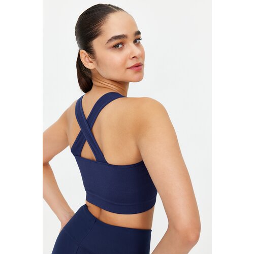 Trendyol Dark Navy Seamless Ribbed and Lightly Supported/Shaping Sports Bra Slike