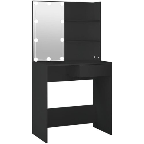 vidaXL Toaletna mizica z LED lučkami črna 74,5x40x141 cm, (20818202) Cene