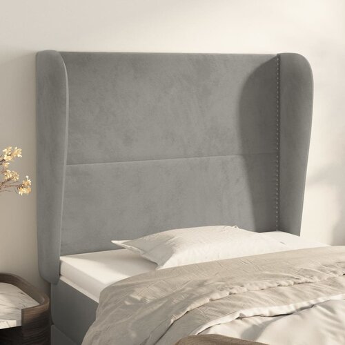 vidaXL Vzglavje z ušesi svetlo siv 93x23x118/128 cm žamet Cene