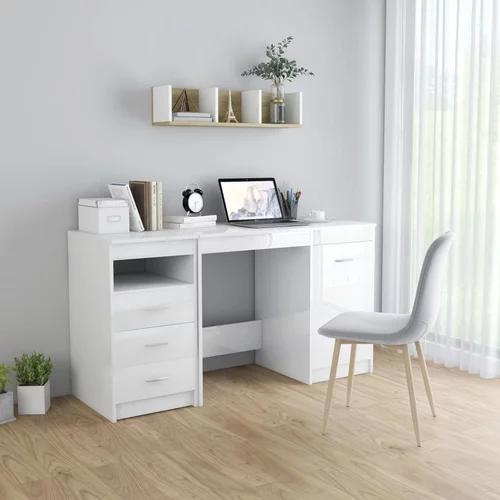 Sijaj Radni stol visoki sjaj bijeli 140 x 50 x 76 cm od iverice
