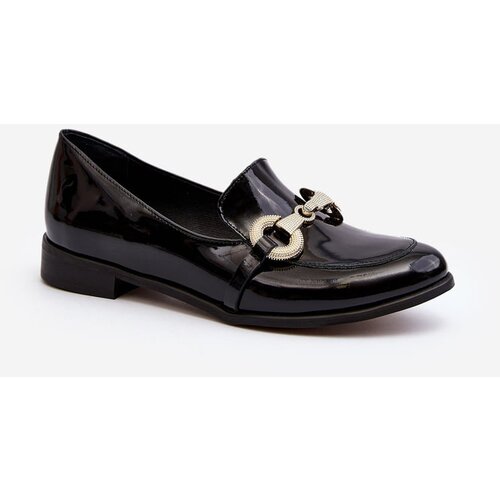 Zazoo 2880 Women&amp;#039;s Patent Loafers With Decoration Black Slike
