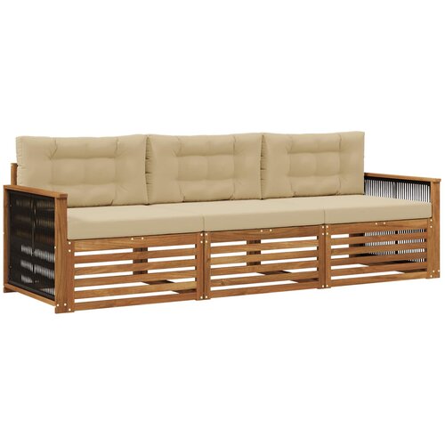 vidaXL Zunanja garnitura za sedenje z blazino 3 pcs Naravna in bež, (5000282576) Cene
