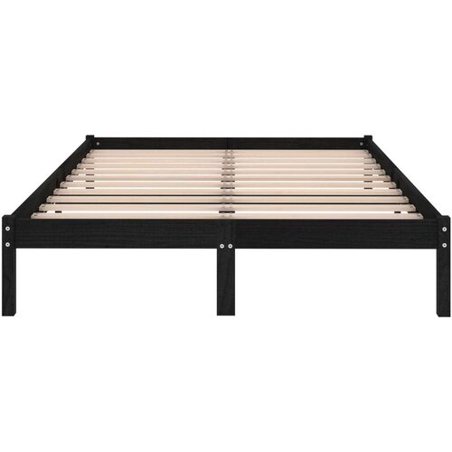 VidaXL Okvir za krevet od masivne borovine crni 135 x 190 cm UK bračni Slike