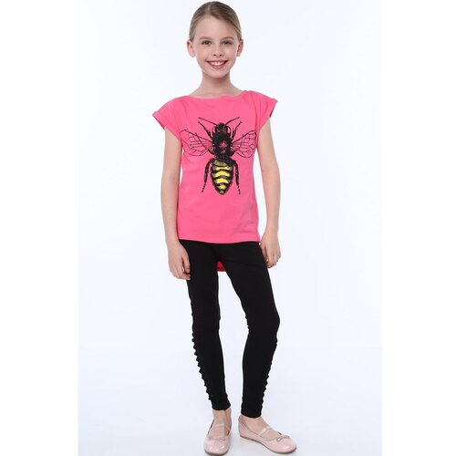Fasardi Girls' T-shirt with a bee amaranth Slike
