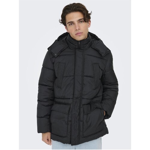 Only Men's Black Quilted Jacket & SONS Arwin - Men Cene