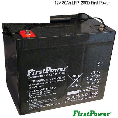 FirstPower 12V 80Ah LFP1280D terminal T9 Slike