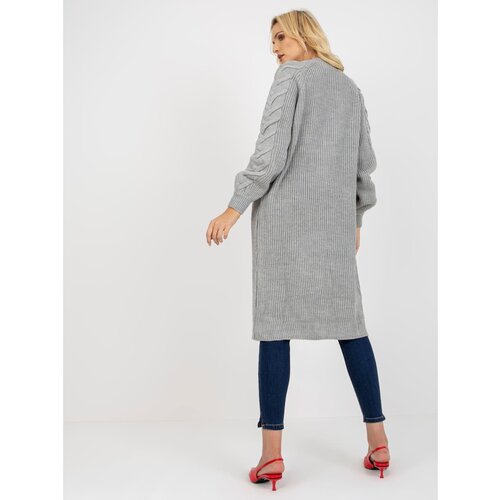 Fashion Hunters Gray long cardigan with braids RUE PARIS Slike