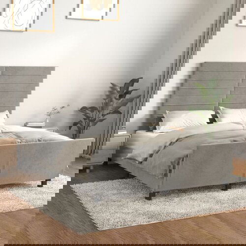 The Living Store Posteljni okvir z vzglavjem svetlo siv 140x190 cm žamet - Posteljni Okvir Z Vzglavjem, (21491604) Slike