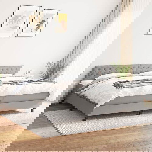 The Living Store Box spring postelja z vzmetnico svetlo siva 200x200 cm blago - Box Spring Postelja, (21518490) Cene