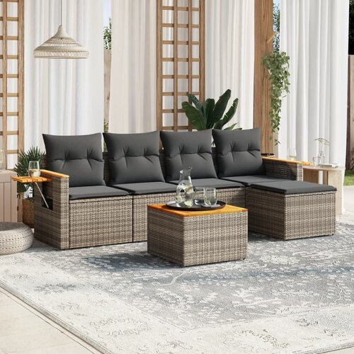 vidaXL 6-dijelni set vrtnih sofa od poliratana s jastucima sivi Cijene