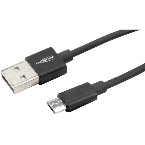 Ansmann USB kabel USB 2.0 USB-A vtič\, USB-mikro-B vtič 2.00 m črna aluminijasti vtič\, TPE pla&scaron;č 1700-0077, (20416401) Cene