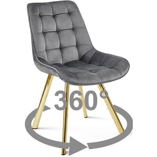  Okretna stolica SORIA 360, tamnosivi bar&amp;scaron;un, zlatne metalne noge Slike
