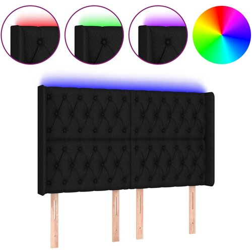 VidaXL LED posteljno vzglavje črno 147x16x118/128 cm blago, (20952004) Slike