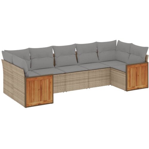 vidaXL 7-dijelni set vrtnih sofa od poliratana s jastucima bež Cijene