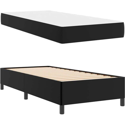 vidaXL Posteljni okvir z vzmetnico Črna 100 x 200 cm Umetna koža Cene