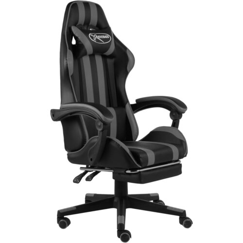VidaXL racing stol z oporo za noge črno in sivo umetno usnje Slike