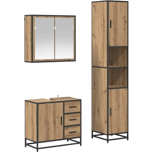 VidaXL set namje&amp;scaron;taja za kupaonicu s ladicama 3 pcs umjetnički hrast Slike