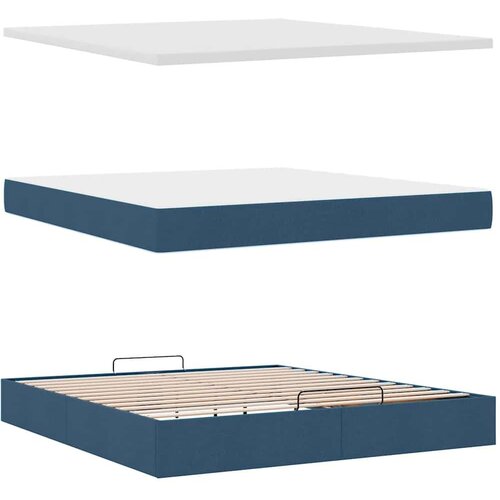 VidaXL Otomanski krevet s madracem plavi 180x200cm od tkanine Slike
