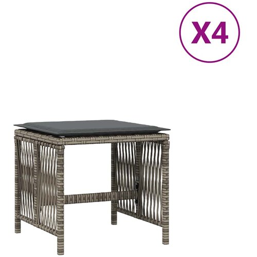  Vrtni stolci s jastucima 4 kom sivi 41x41x36 cm od poliratana Slike