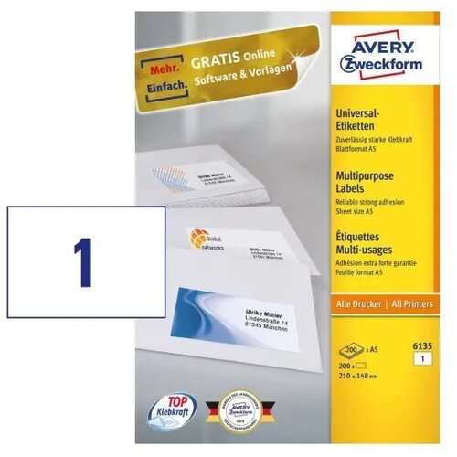 Avery Zweckform Univerzalne etikete A5 210 x 148 mm Cene