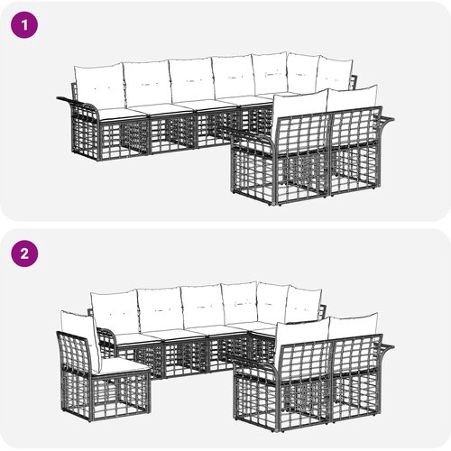  Set vanjskih sofa 8 pcs Prirodna i krema bijela poliratan Slike