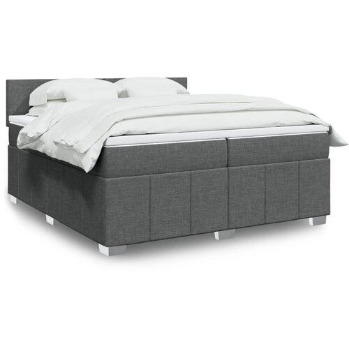 vidaXL Box spring postelja z vzmetnico temno siva 200x200 cm blago Cene