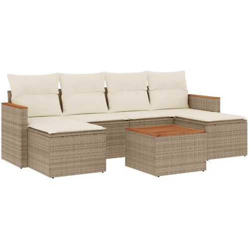  7-dijelni set vrtnih sofa od poliratana s jastucima bež 61 x 62 x 69 cm Slike