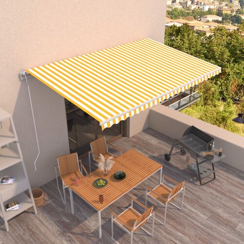 vidaXL Avtomatsko zložljiva tenda 500x350 cm rumena in bela Cene