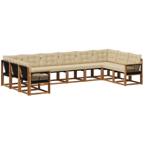 vidaXL Zunanja garnitura za sedenje z blazino 10 pcs Naravna in bež, (5000281660) Cene