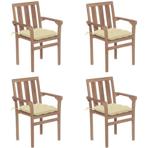 The Living Store Vrtni stoli z blazinami 4 kosi trdna tikovina - Stol, (21481255) Cene